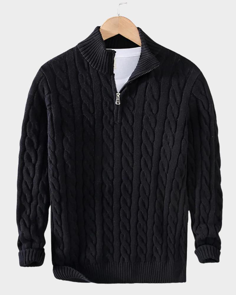 GENÈVE - BLACK HALFZIP SWEATER